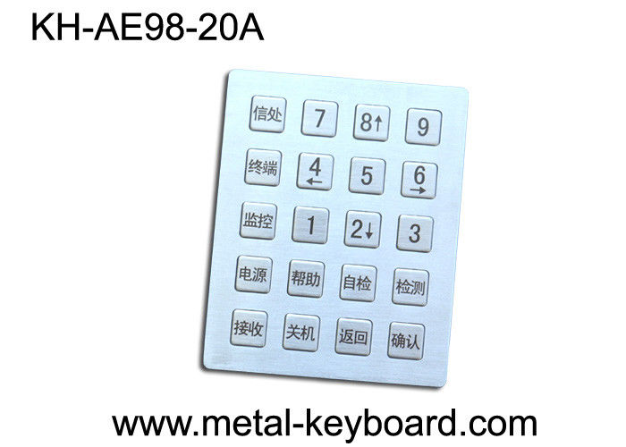 20 Keys Vandal - Proof Industrial Metal Keyboard USB or PS2 Interface