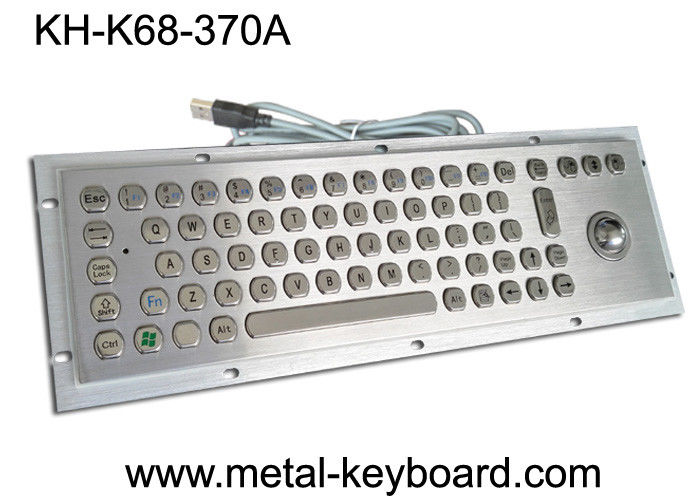 Waterproof Rugged Industrial Keyboard With Trackball 70 Keys For Internet Kiosk