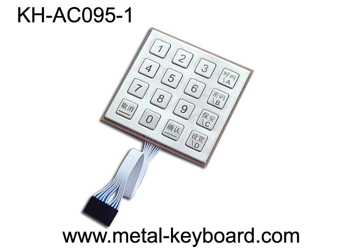 Anti - Vandal Stainless Steel Keyboard , Outdoor Access Entry keypad with 16 keys