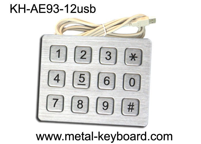 Ruggedized Kiosk Numeric 4 x 3 Metal Keypad Stainless Steel with 12 Keys
