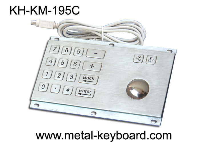 Rugged Stainless Steel Panel Mount Keyboard with Trackball IP65 Rate Dustproof