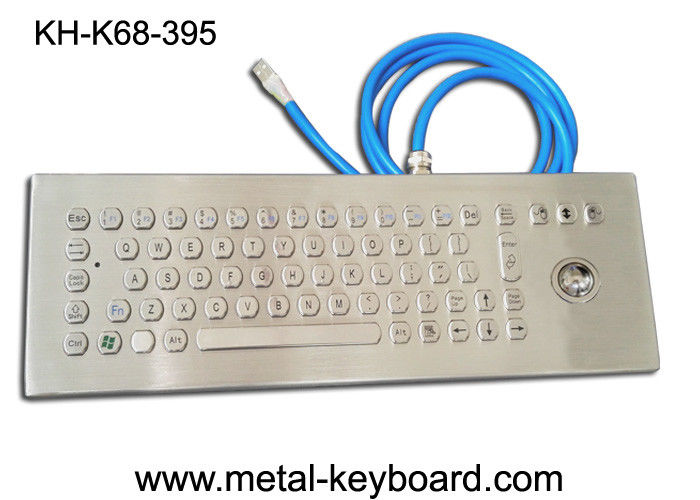 70 Keys Ruggedized Keyboard , Stainless Steel Access Kiosk Keyboard with trackball