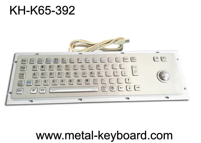IP65 Waterproof Industrial PC Keyboard Stainless Steel 65 Keys With Trackball