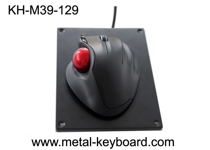 Resin Trackball With Black Metal Mounted Panel , Industrial Computer Mouse