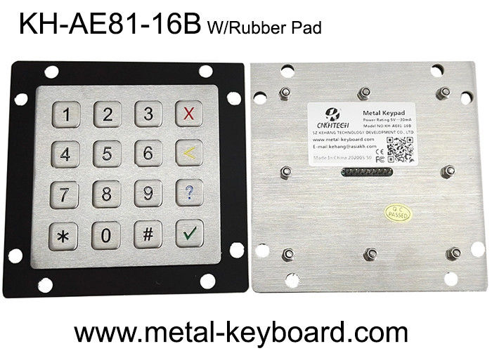 PS/2 4X4 Layout Ruggedized Metal Keypad FCC For Kiosk