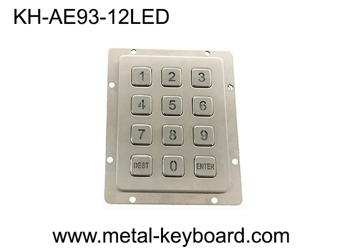 Back Light Metal Numeric Keypad In 3x4 Matrix 12 Keys Stainless Steel Keypad