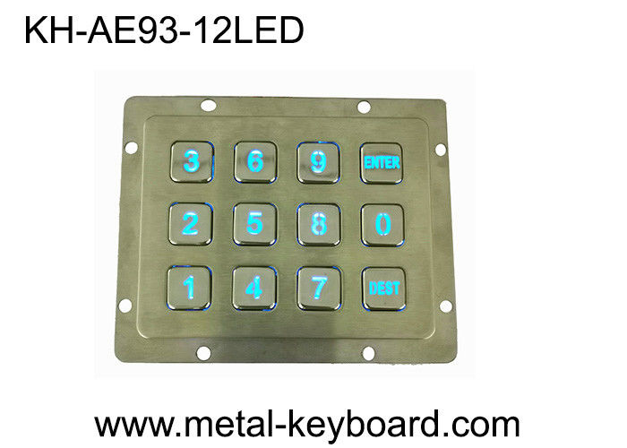 Water - Proof LED Backlit Metal Keypad 3x4 For Access Control System