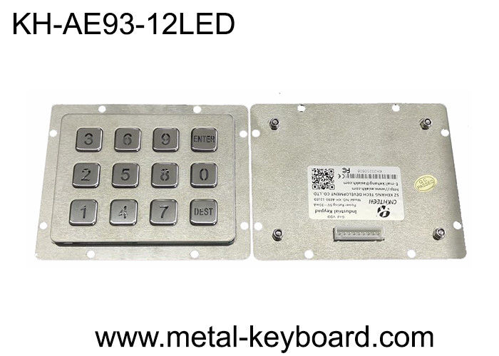 SS PS2 3x4 Matrix Waterproof Metal Keypad 12 Keys Backlit Panel Mount