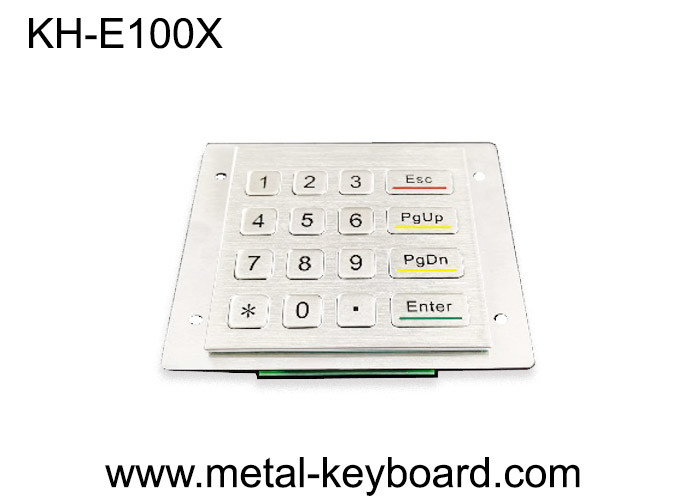 4x4 16 Keys Metal Keypad , Rugged stainless steel panel mount kiosk keypad